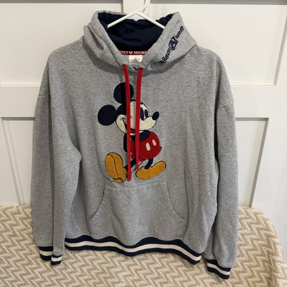 Disney Mickey Original Varsity Style Hoodie With Raised Fuzzy Mickey